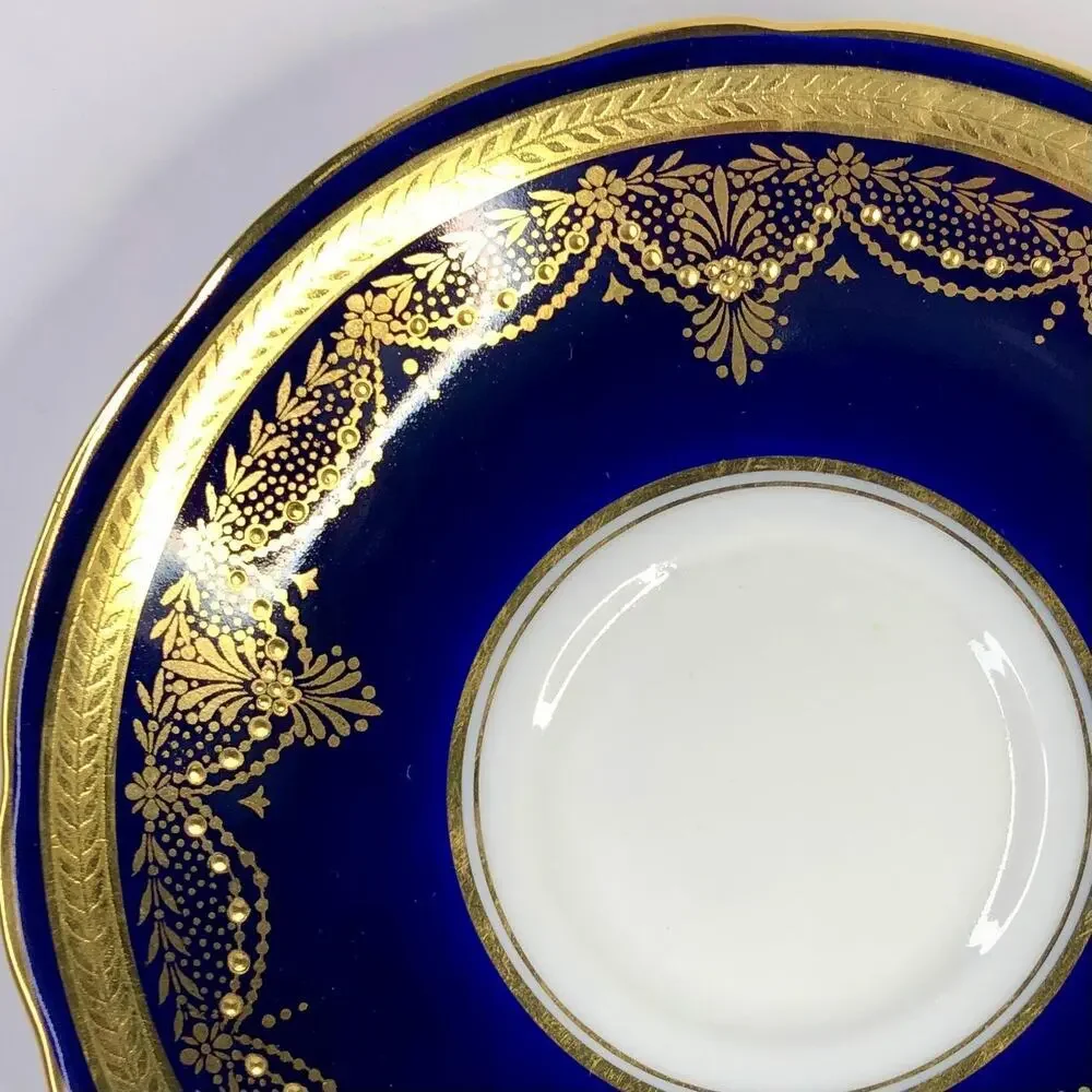 John Aynsley 7321 Saucer for Teacup, Cobalt Blue, Gold Encrusted Saucer